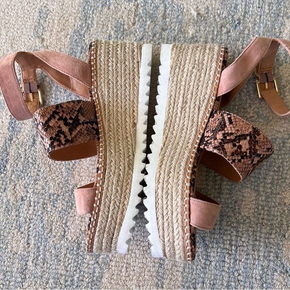 Crown Vintage Raffia espadrille leather ankle strap platform sandals siz… - Picture 2 of 9
